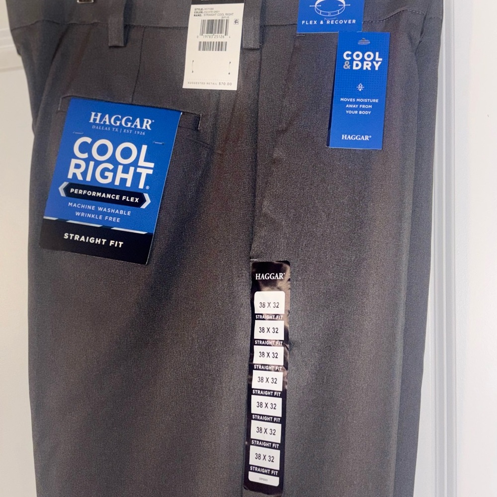 Haggar Cool Right Gray Straight Fit Pants